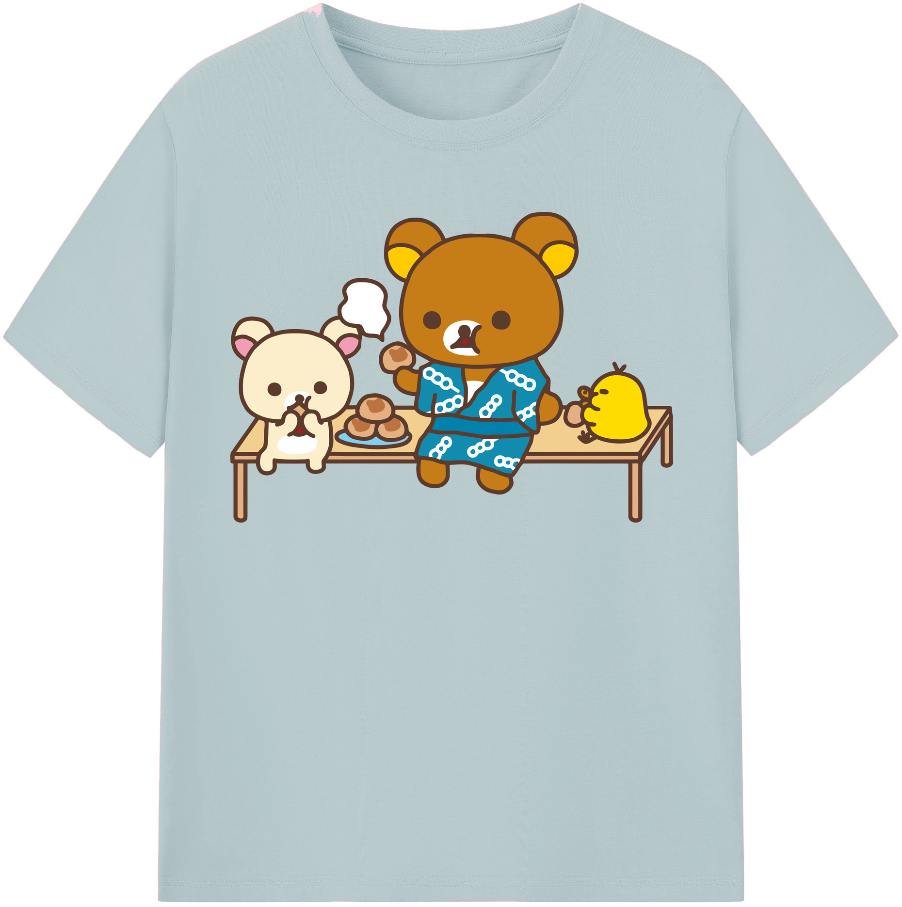（画像用） リラックマ リラックマ キイロイトリ Rilakkuma Korilakkuma Kiiroitori 綿100％半袖Tシャツ（フロントプリント）